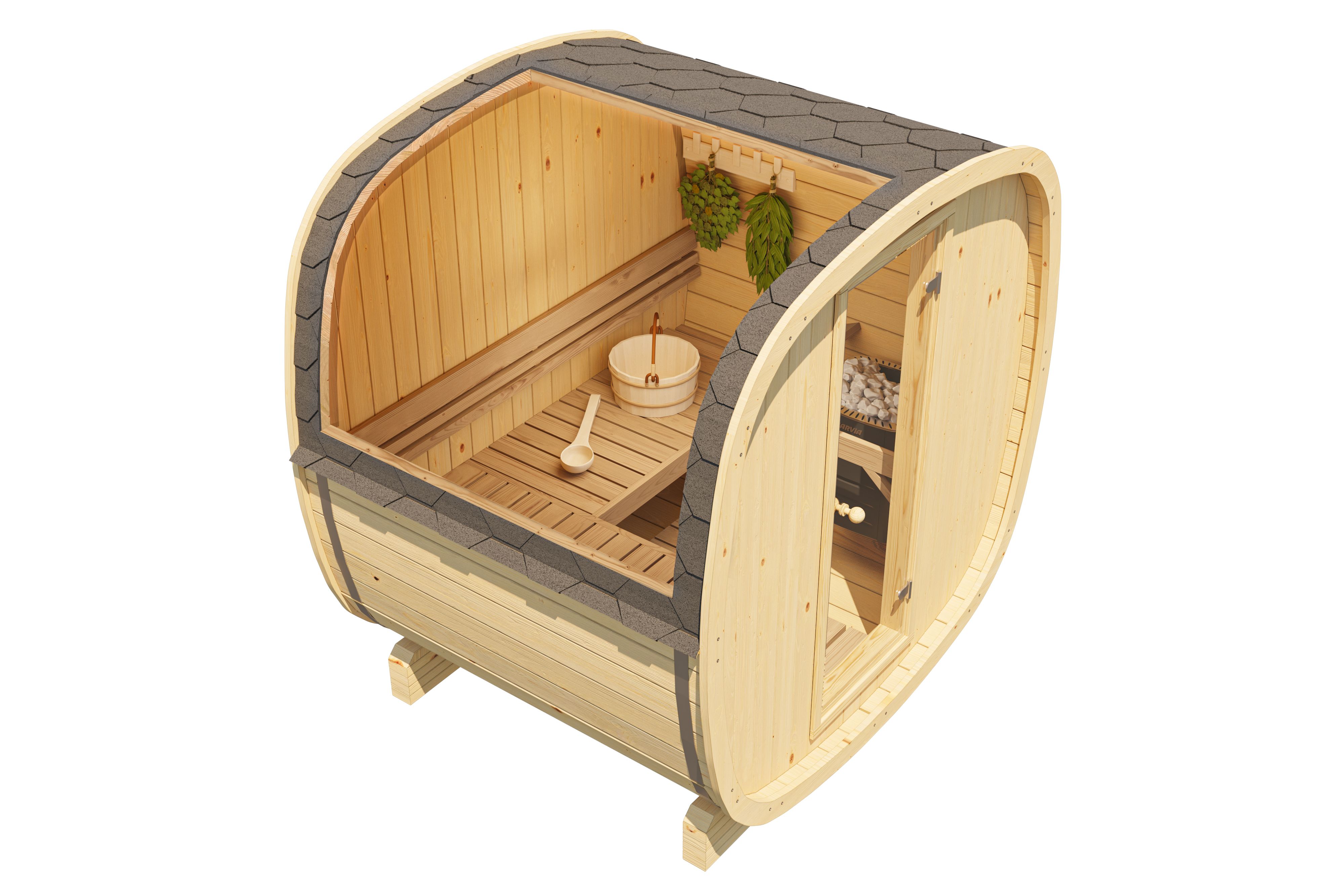 Outdoor Cube Sauna NordicSphere 160 – **Platin Version**